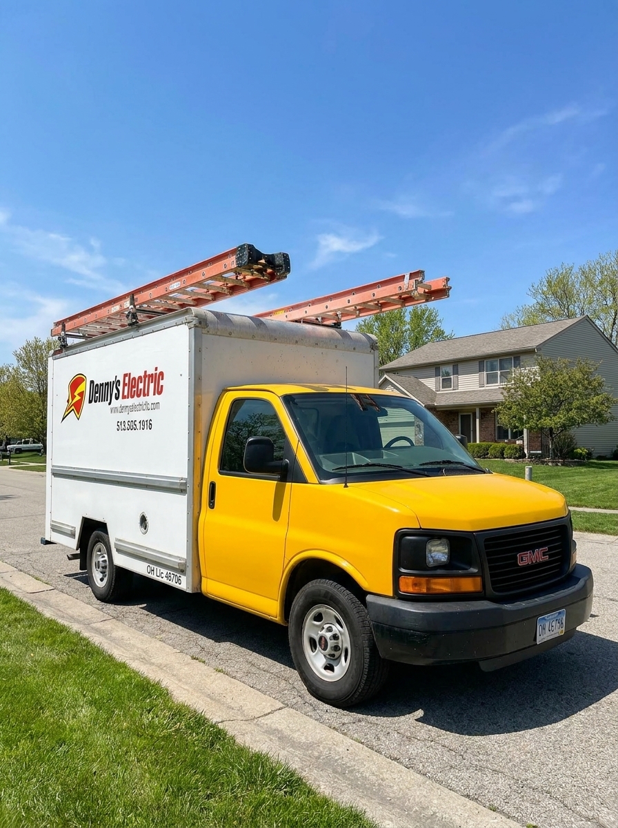Professional Denny's Electric technician working on a residential electrical panel